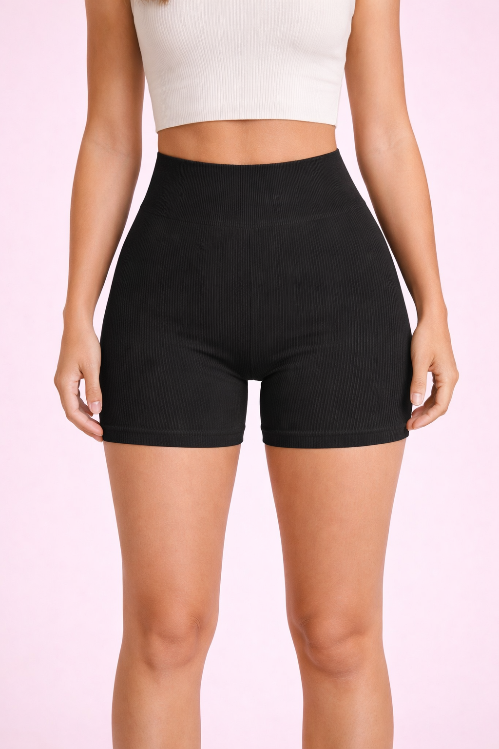 High Waist Ribbed Yoga Shorts