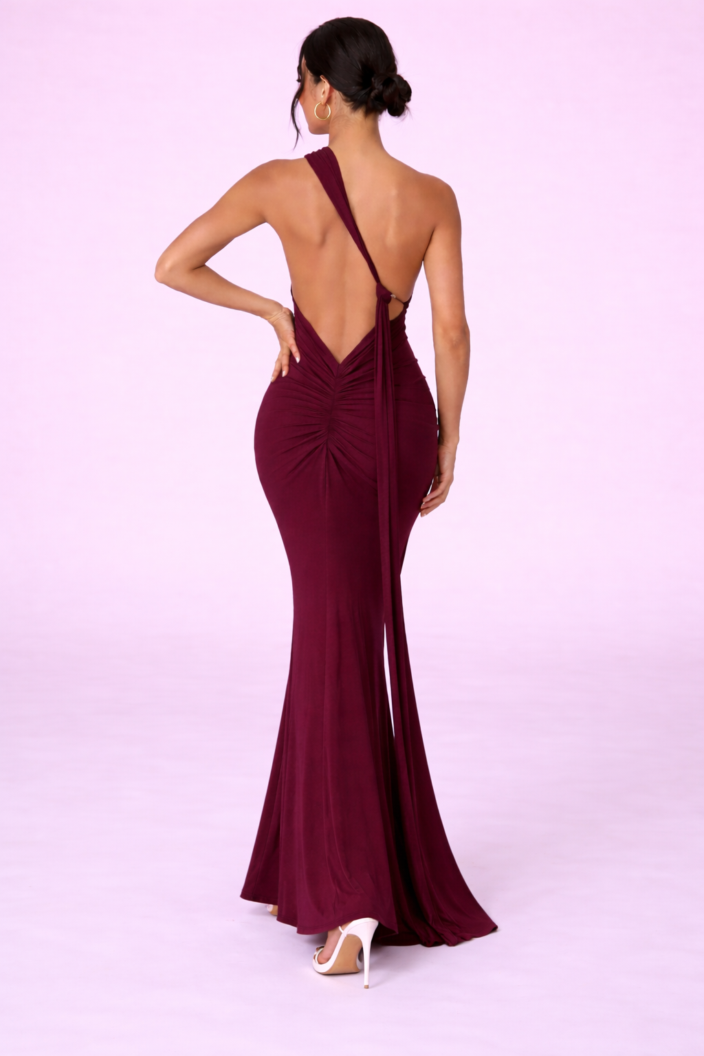 One Shoulder Backless Maxi Dress
