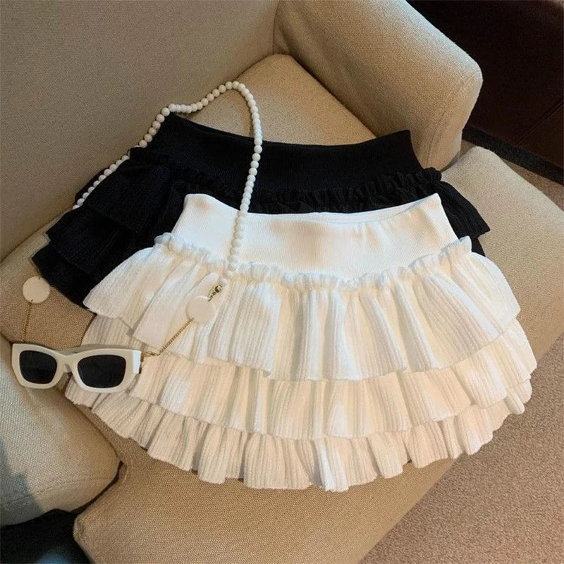 Ruched Ruffle Mini Skirt