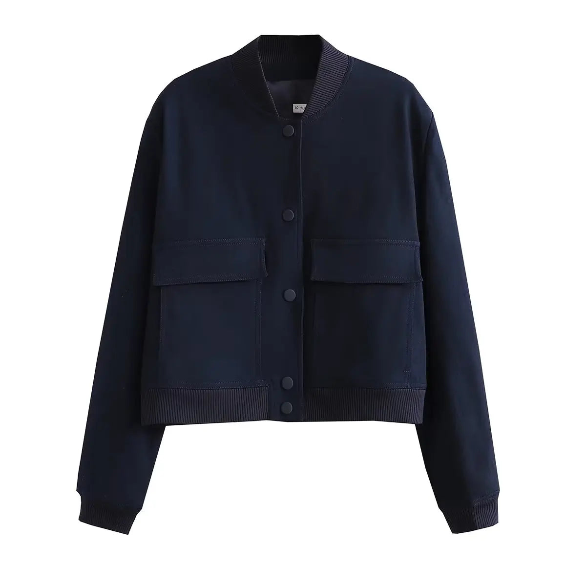 Cropped Bomber Jacket Button Front