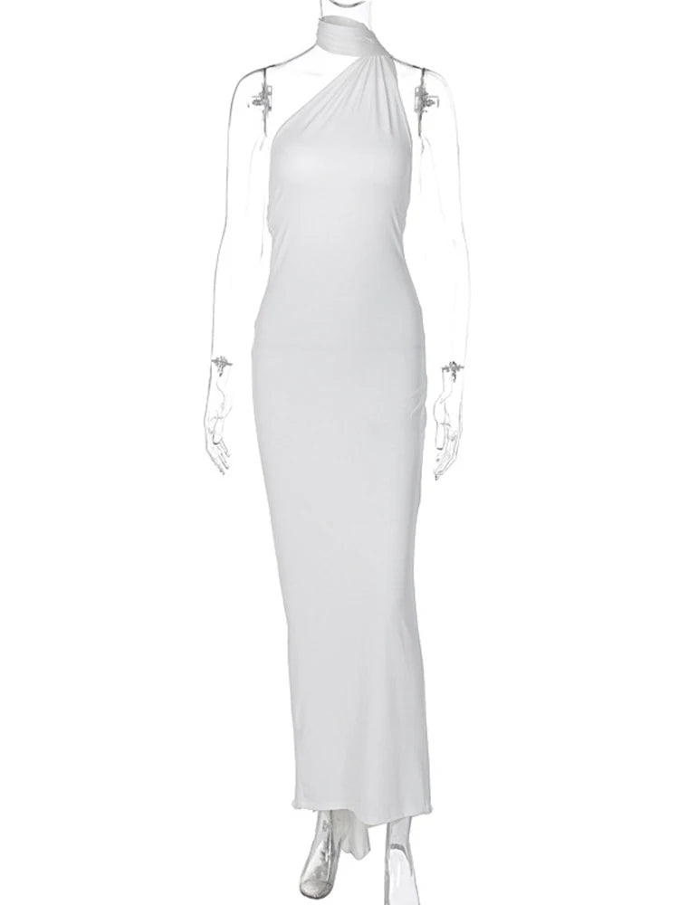 One Shoulder Backless Maxi Dress