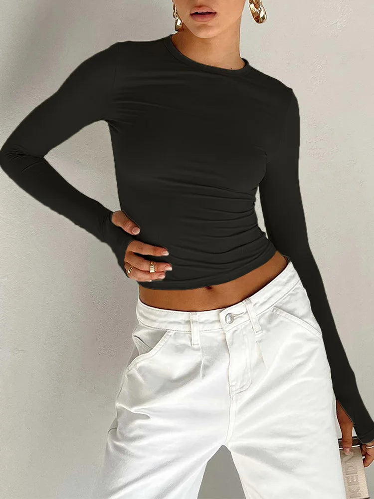 Long Sleeve Slim Crop Top