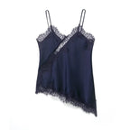 Satin Backless Asymmetrical  Top