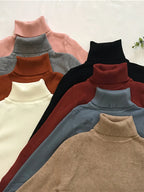 Fold-Over Turtleneck Knit Sweater