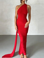 One Shoulder Backless Maxi Dress