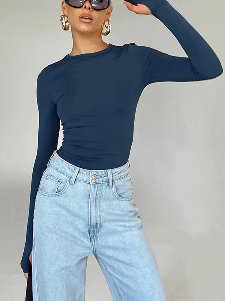 Long Sleeve Slim Crop Top