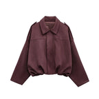 Suede Oversized Bomber Jacket
