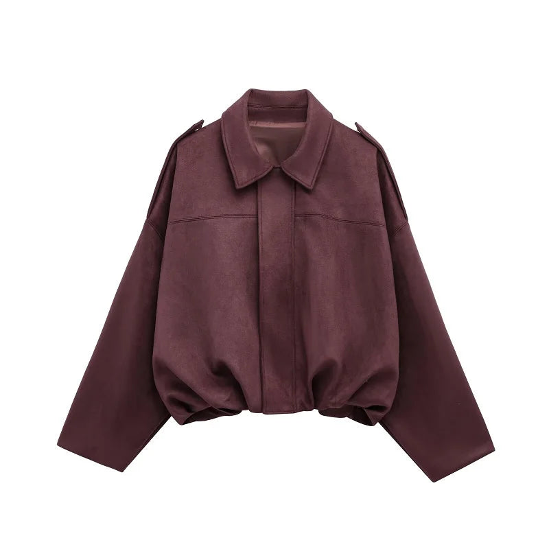 Suede Oversized Bomber Jacket