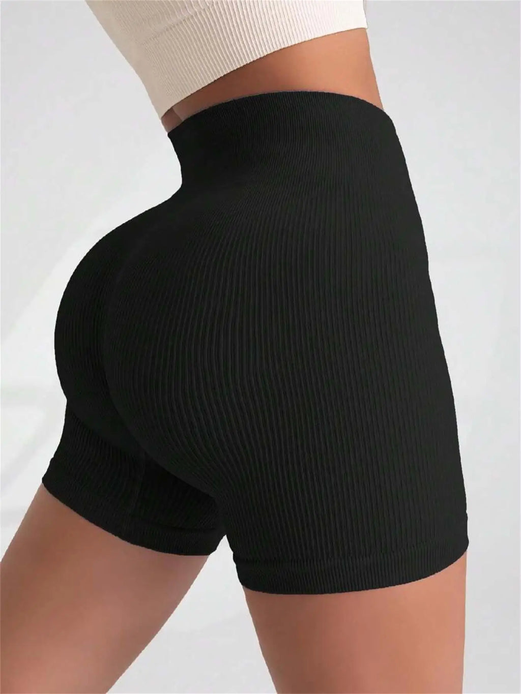 High Waist Ribbed Yoga Shorts