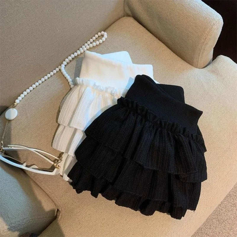 Ruched Ruffle Mini Skirt