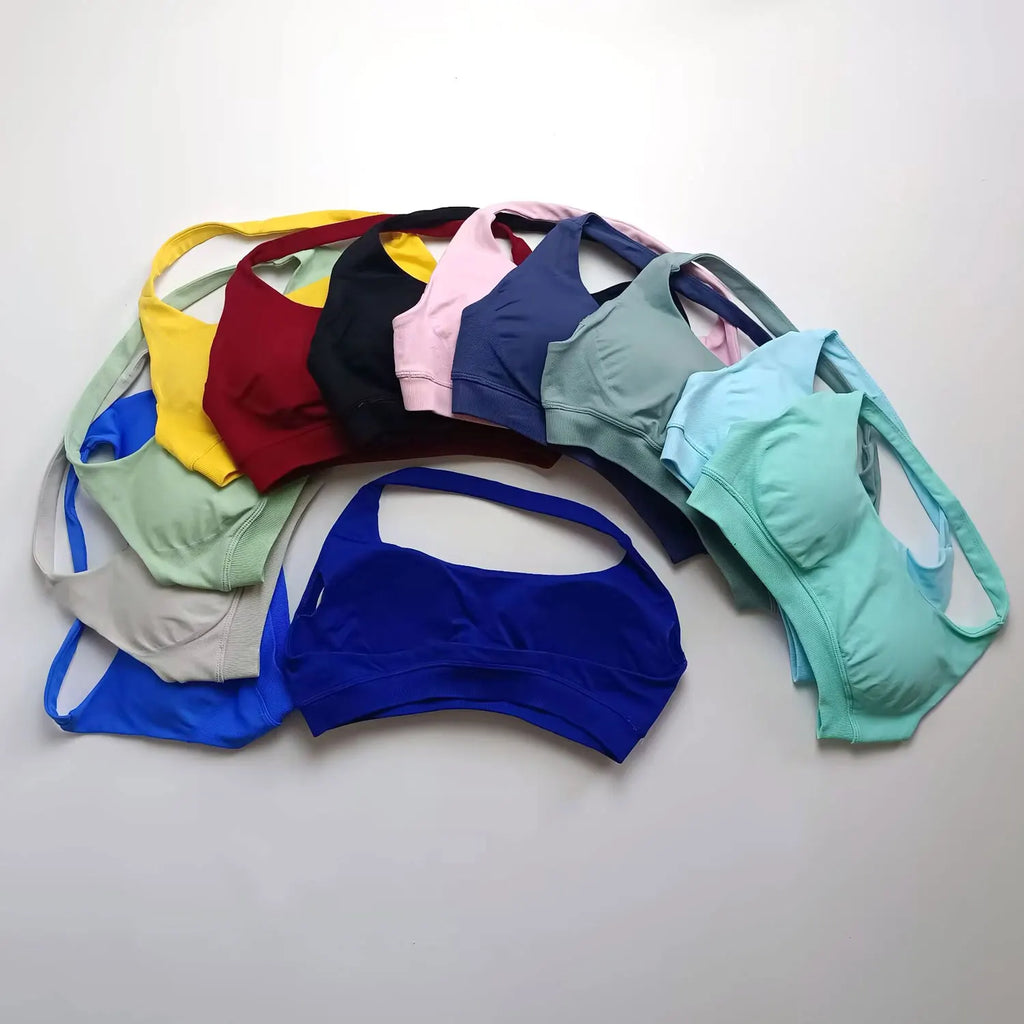 Seamless Halter Push Up Sports Bra