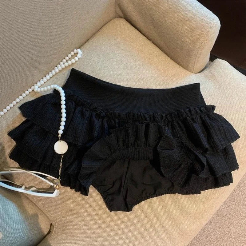 Ruched Ruffle Mini Skirt