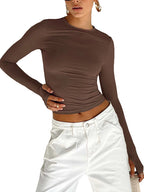 Long Sleeve Slim Crop Top