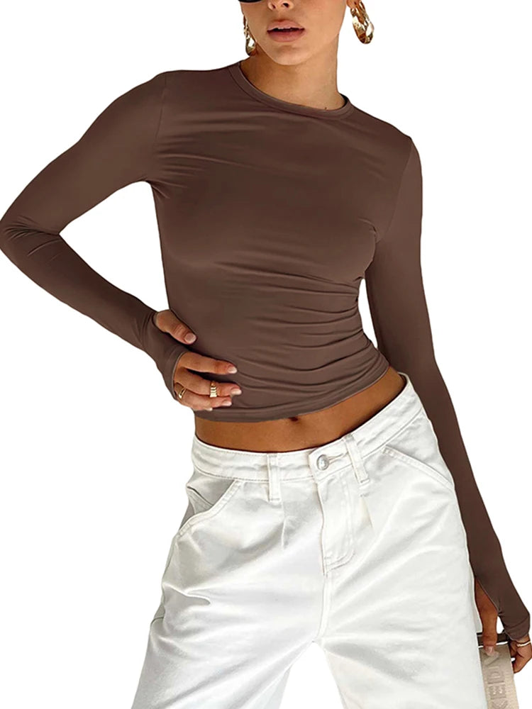 Long Sleeve Slim Crop Top