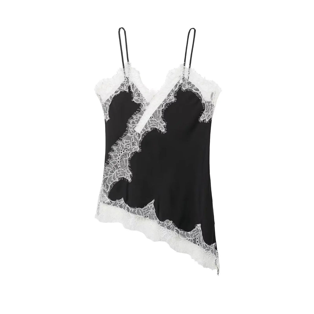 Satin Backless Asymmetrical  Top