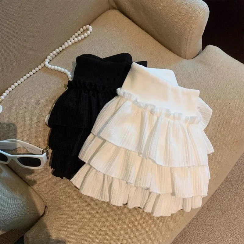 Ruched Ruffle Mini Skirt
