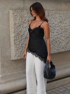 Satin Backless Asymmetrical  Top