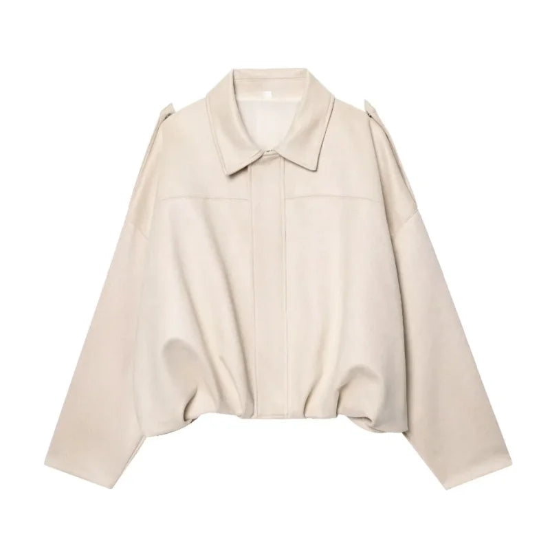 Suede Oversized Bomber Jacket