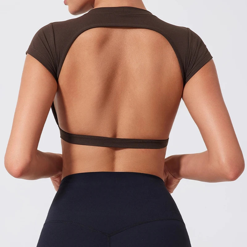 Fitness Crop Top Open Back