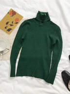 Fold-Over Turtleneck Knit Sweater
