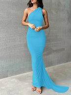 One Shoulder Backless Maxi Dress