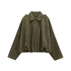 Suede Oversized Bomber Jacket