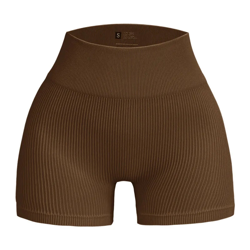High Waist Ribbed Yoga Shorts