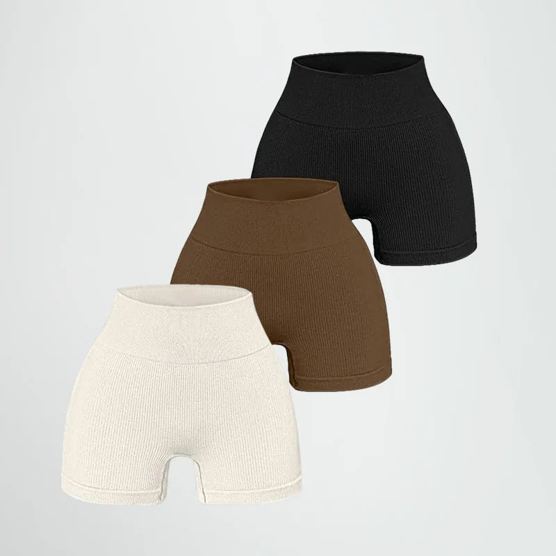 High Waist Ribbed Yoga Shorts