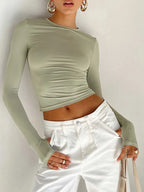 Long Sleeve Slim Crop Top