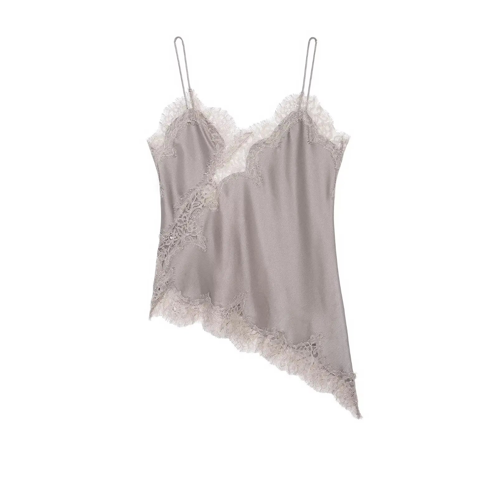Satin Backless Asymmetrical  Top