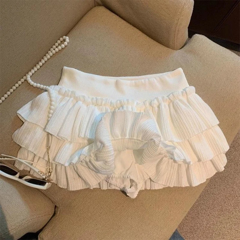 Ruched Ruffle Mini Skirt