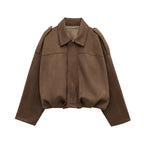 Suede Oversized Bomber Jacket