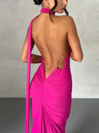 One Shoulder Backless Maxi Dress