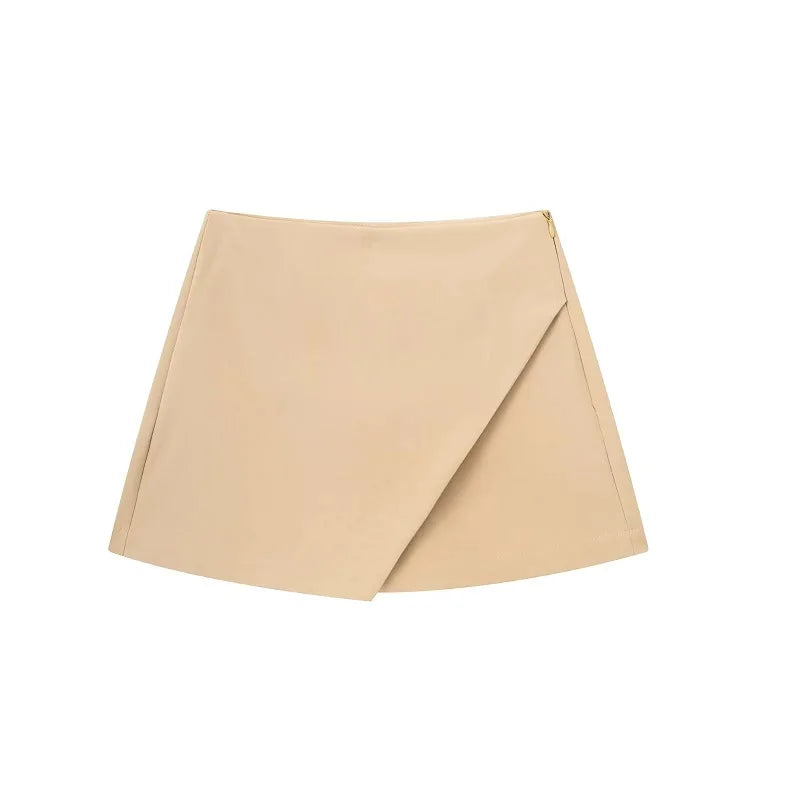High Waist Asymmetric Skort