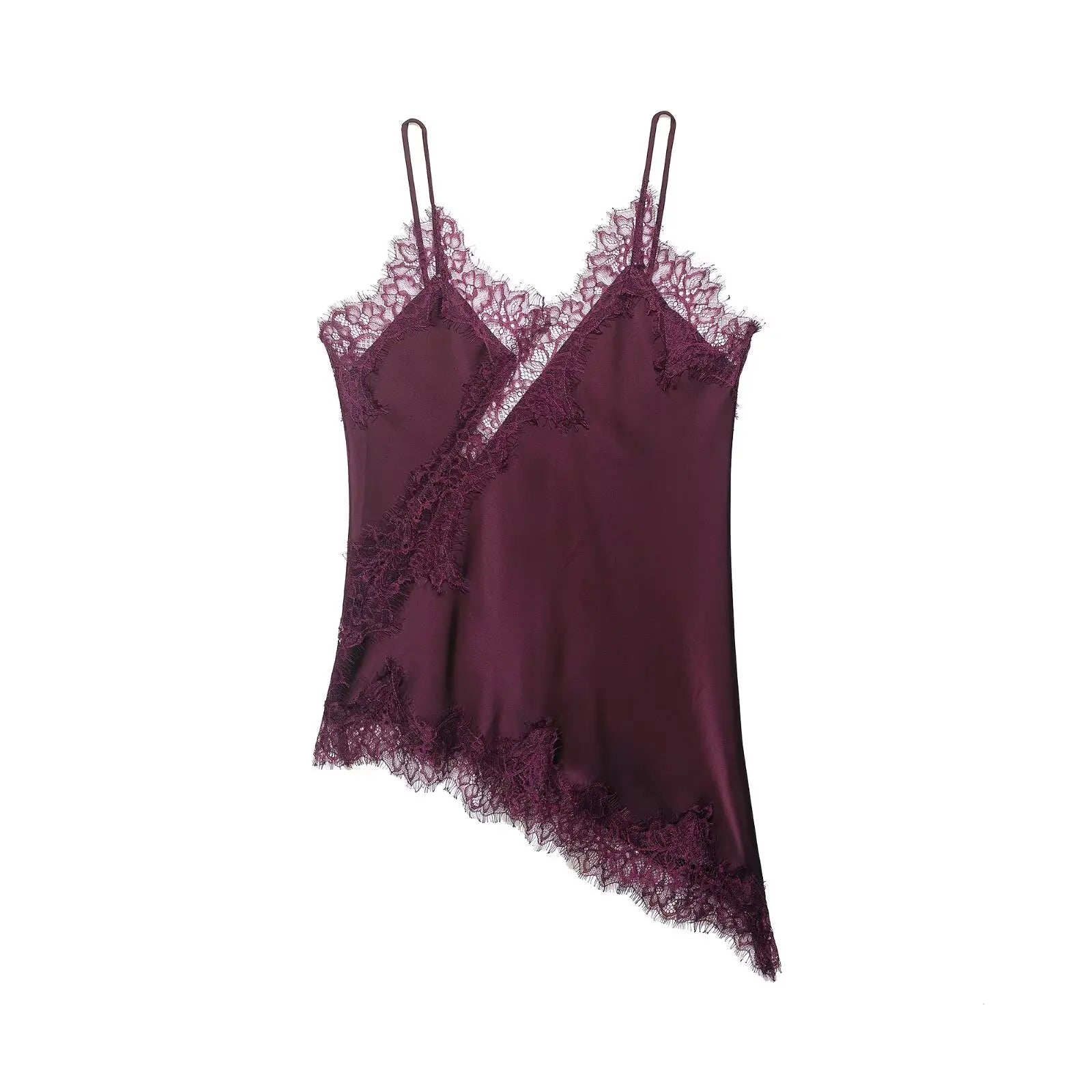 Satin Backless Asymmetrical  Top