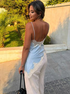 Satin Backless Asymmetrical  Top