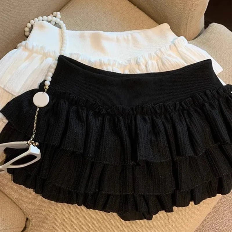 Ruched Ruffle Mini Skirt