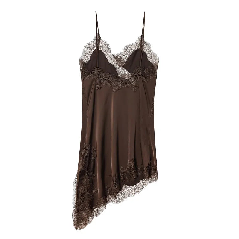 Satin Backless Asymmetric Mini Dress