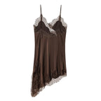 Satin Backless Asymmetric Mini Dress