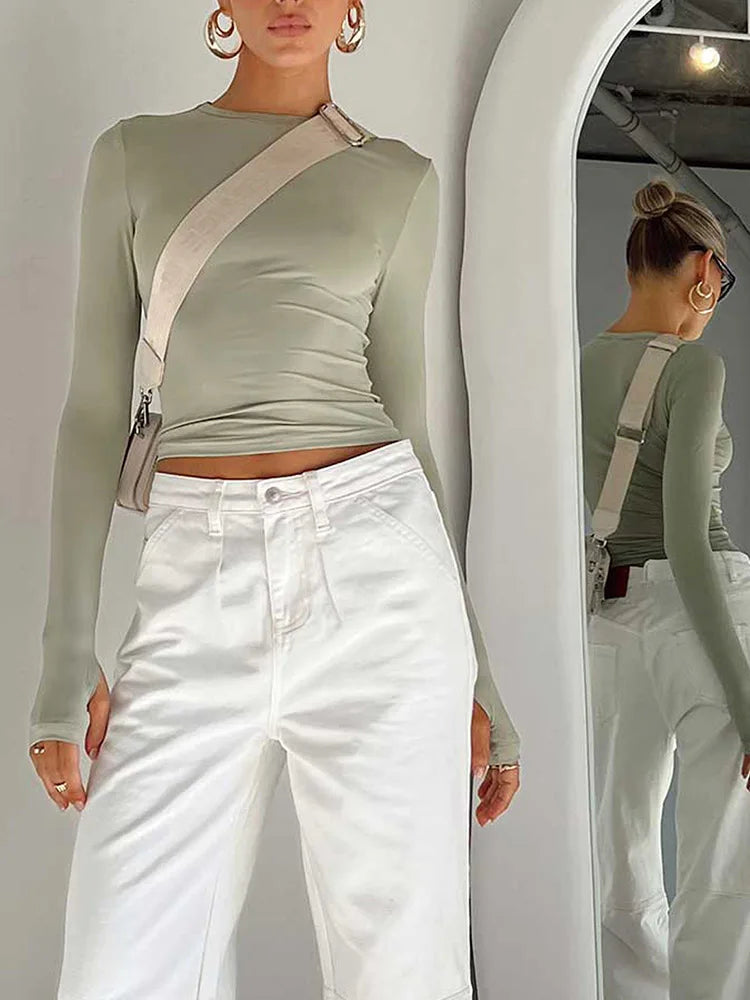 Long Sleeve Slim Crop Top