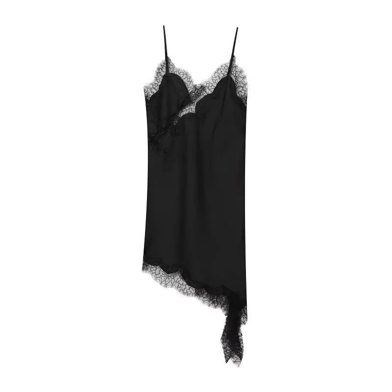 Satin Backless Asymmetric Mini Dress