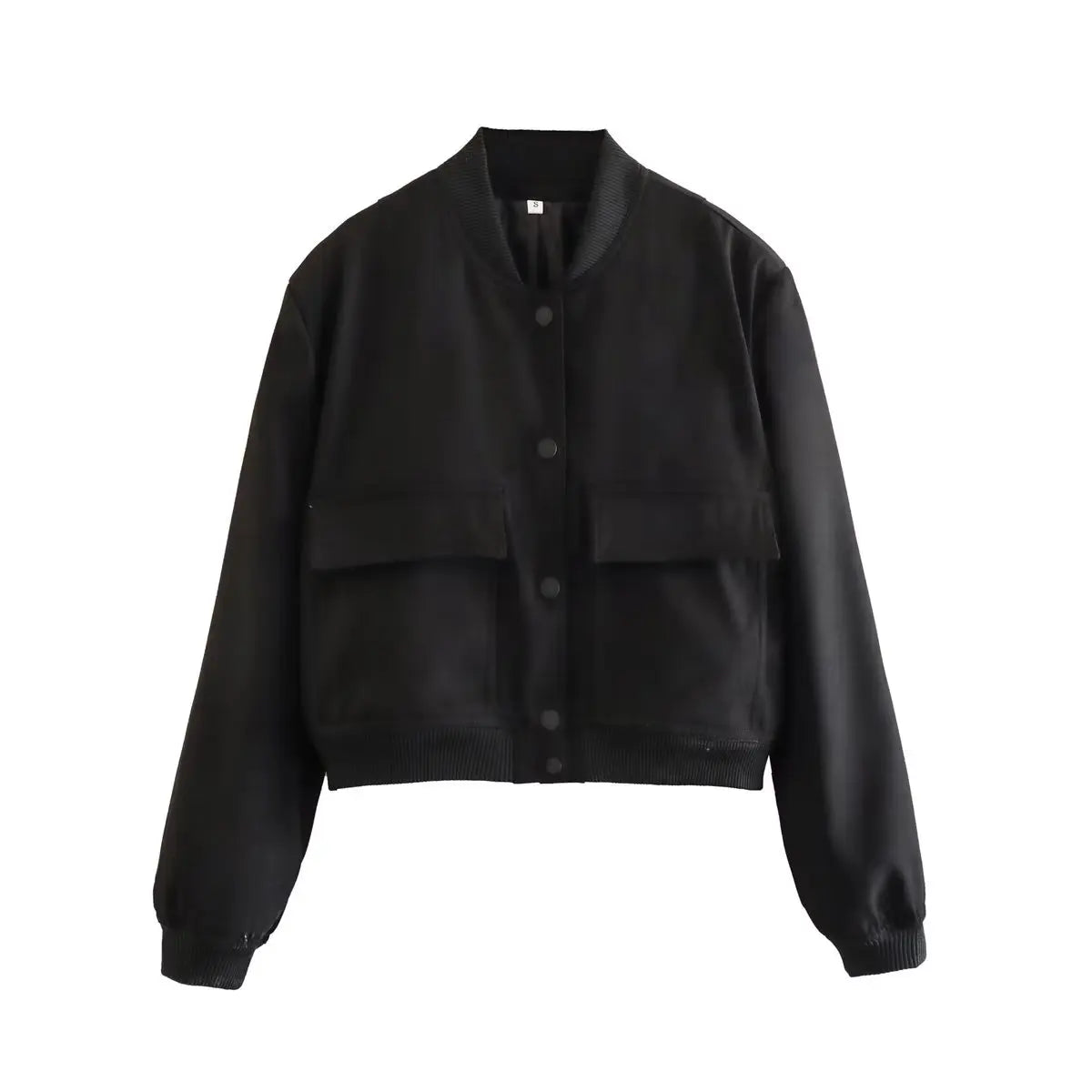 Cropped Bomber Jacket Button Front