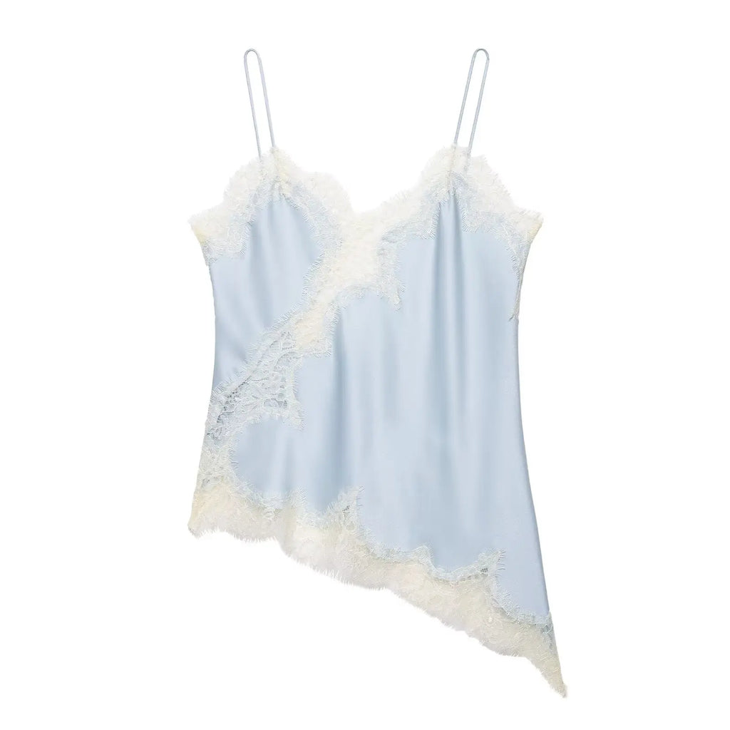 Satin Backless Asymmetrical  Top