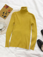Fold-Over Turtleneck Knit Sweater