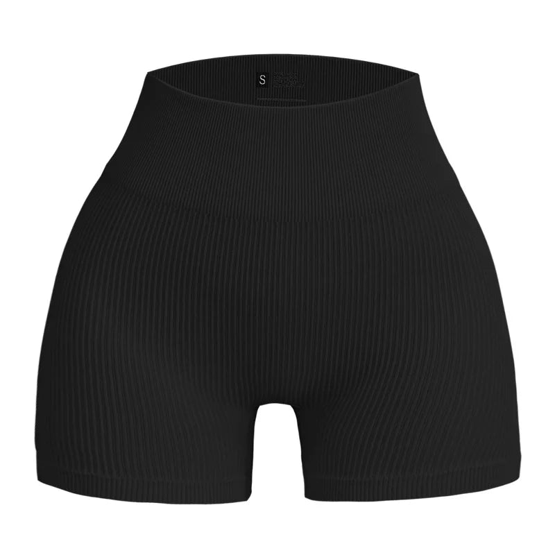 High Waist Ribbed Yoga Shorts