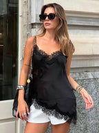 Satin Backless Asymmetrical  Top