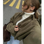 Suede Oversized Bomber Jacket