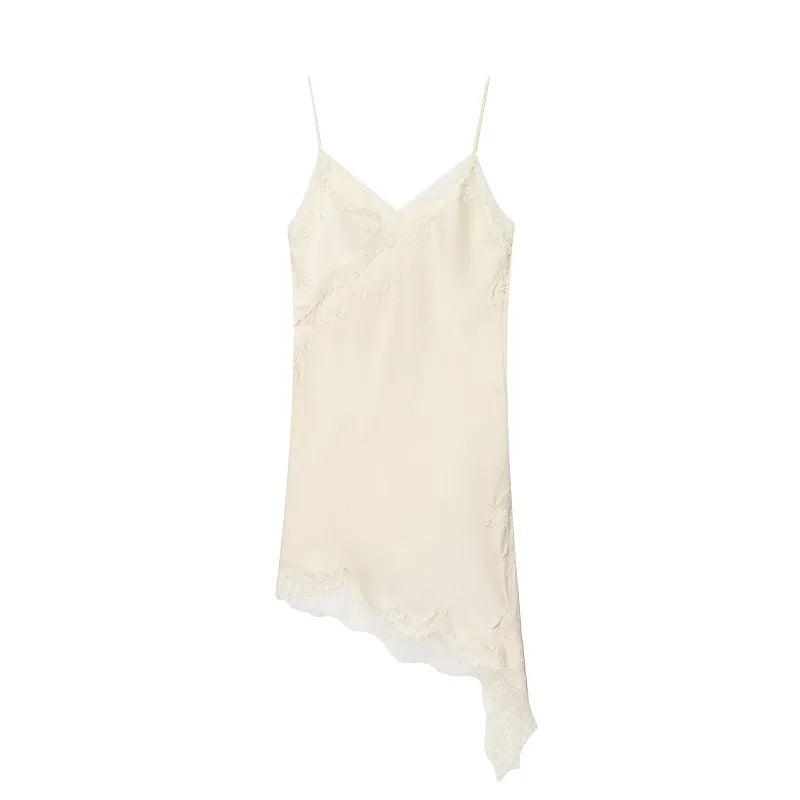 Satin Backless Asymmetric Mini Dress