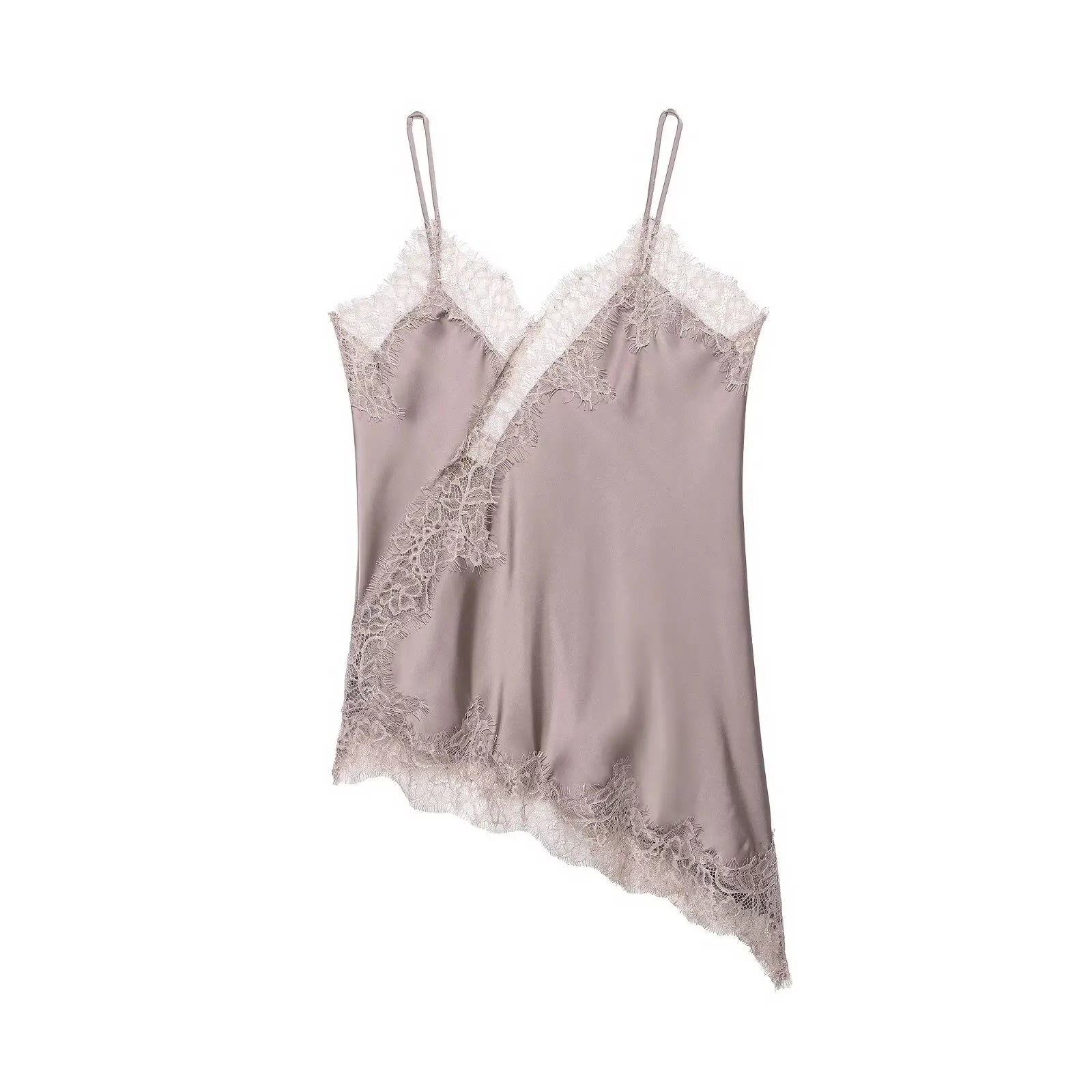 Satin Backless Asymmetrical  Top