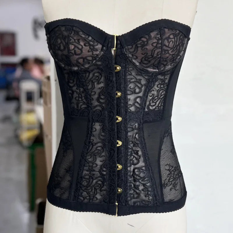 Lace Strapless Corset Tube Top